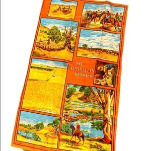 Vintage Australian outback Linen tea towel